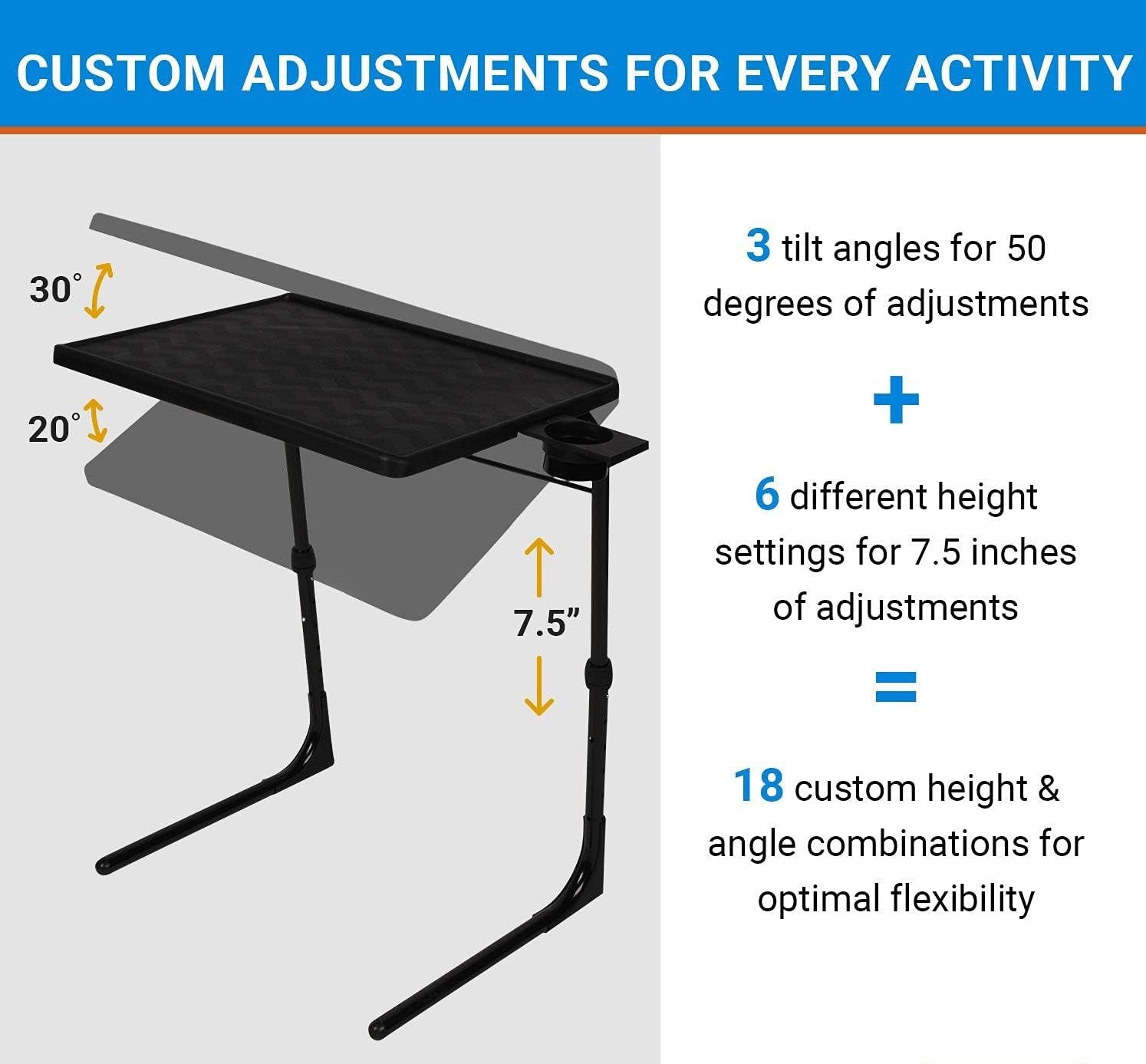 Adjustable Portable Folding TV Tray Table