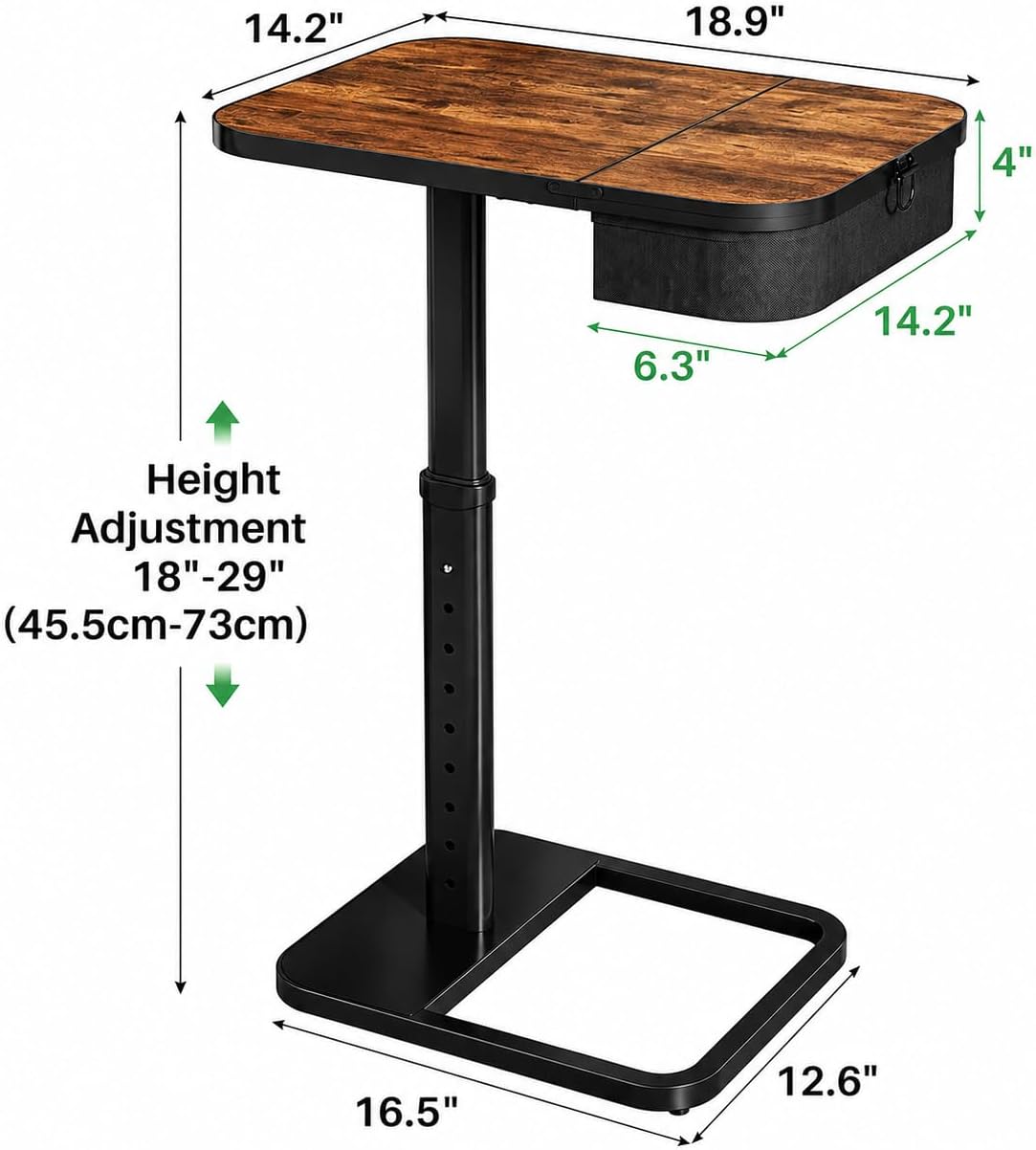 Adjustable Large Flip‑Top TV Tray Table