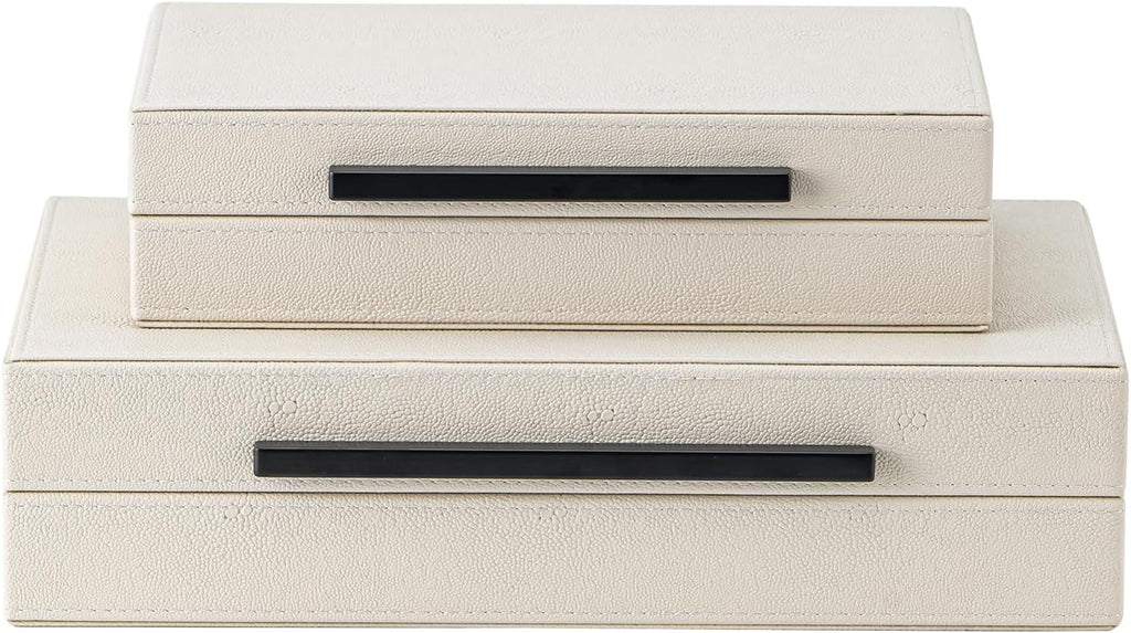 Faux‑Leather Nesting Decorative Storage Boxes