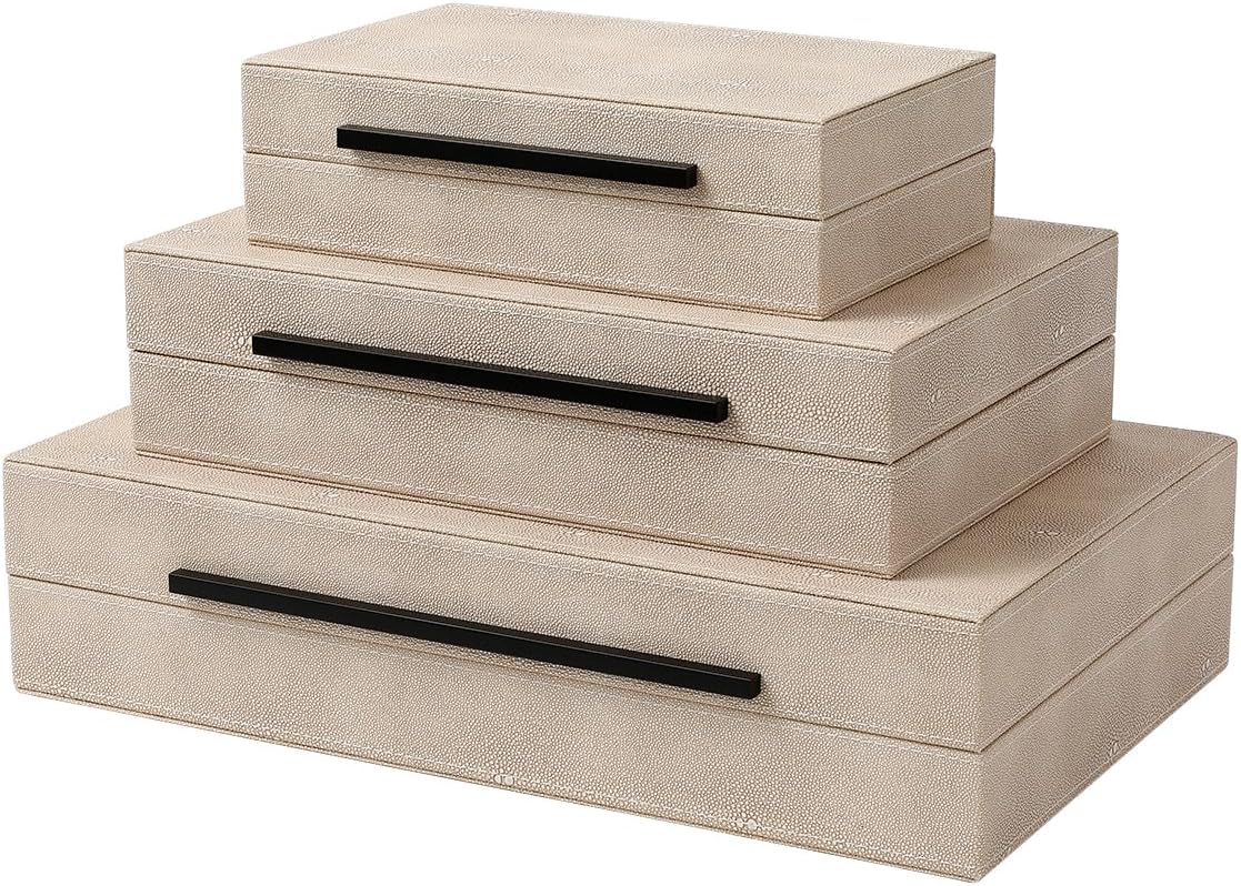 Faux‑Leather Decorative Storage Boxes With Lids