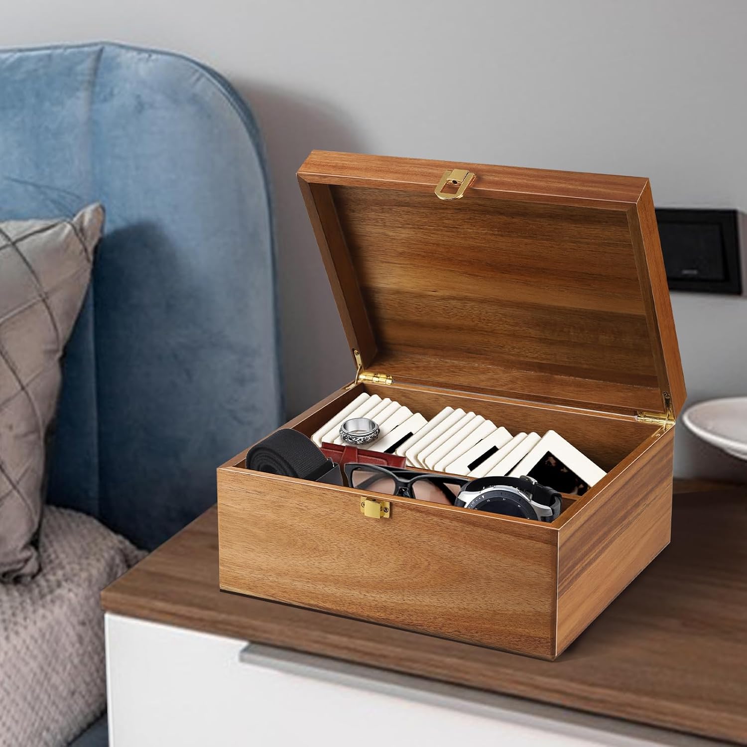 Large Acacia Wooden Decorative Keepsake Box