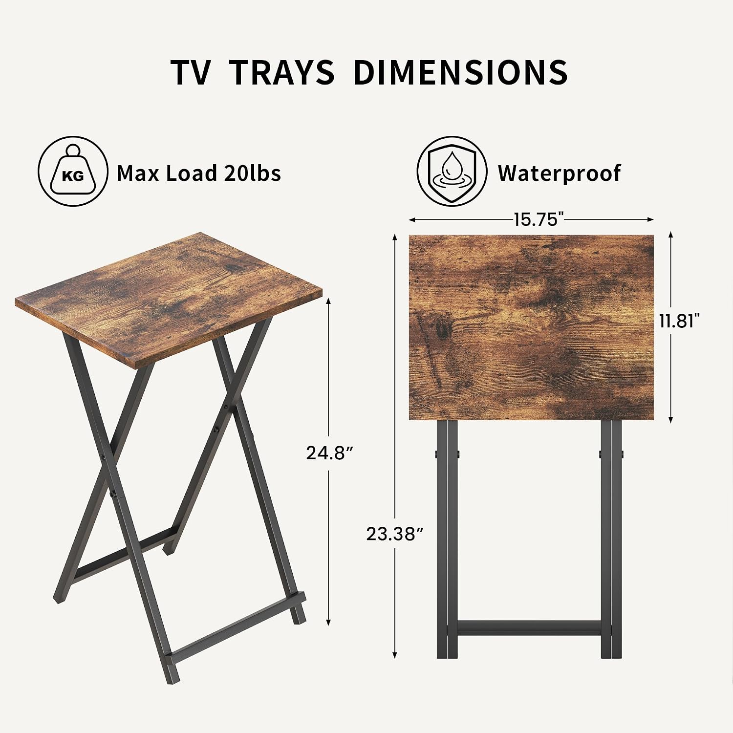 Portable Foldable TV Tray Tables Set