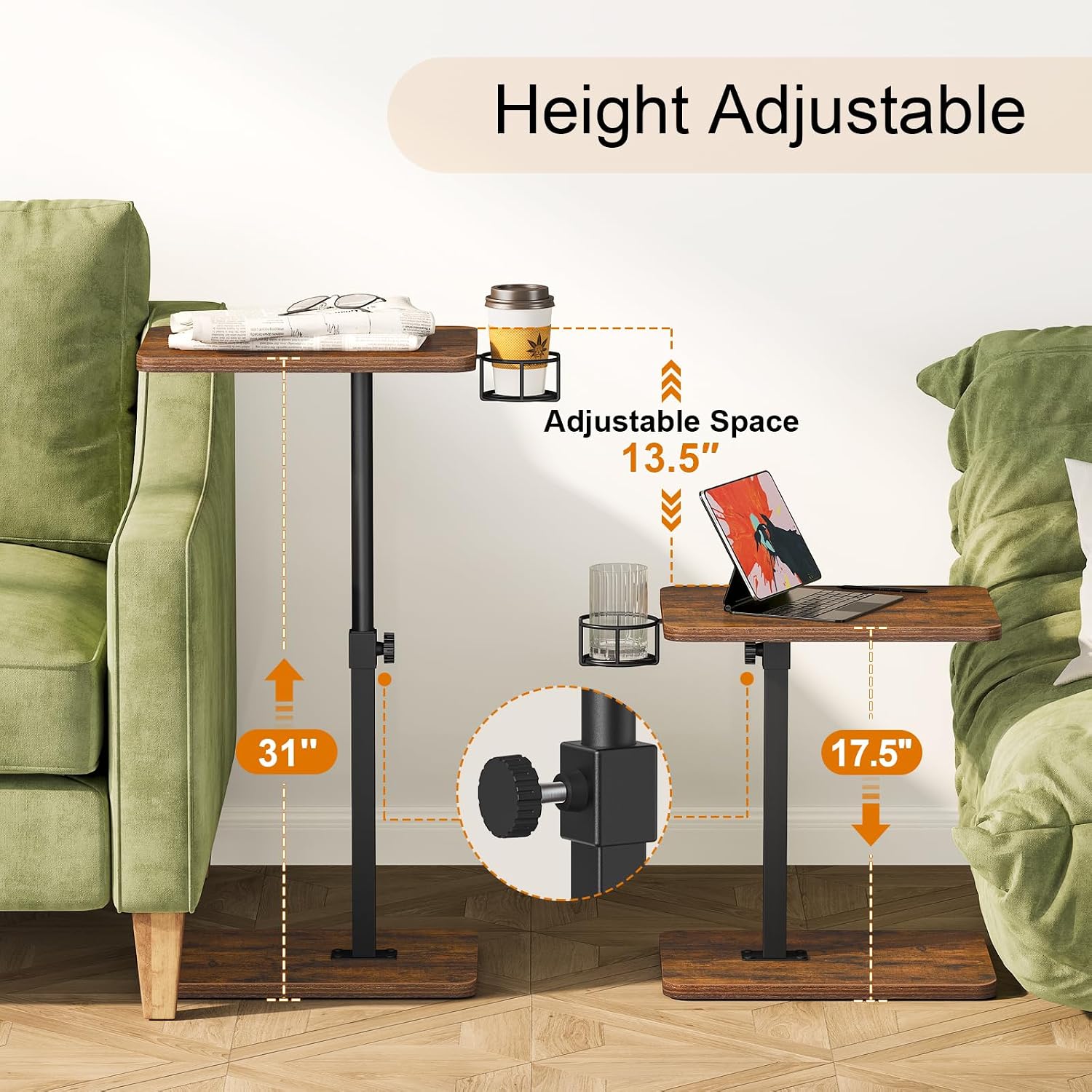 Swivel Adjustable Couch TV Tray Table
