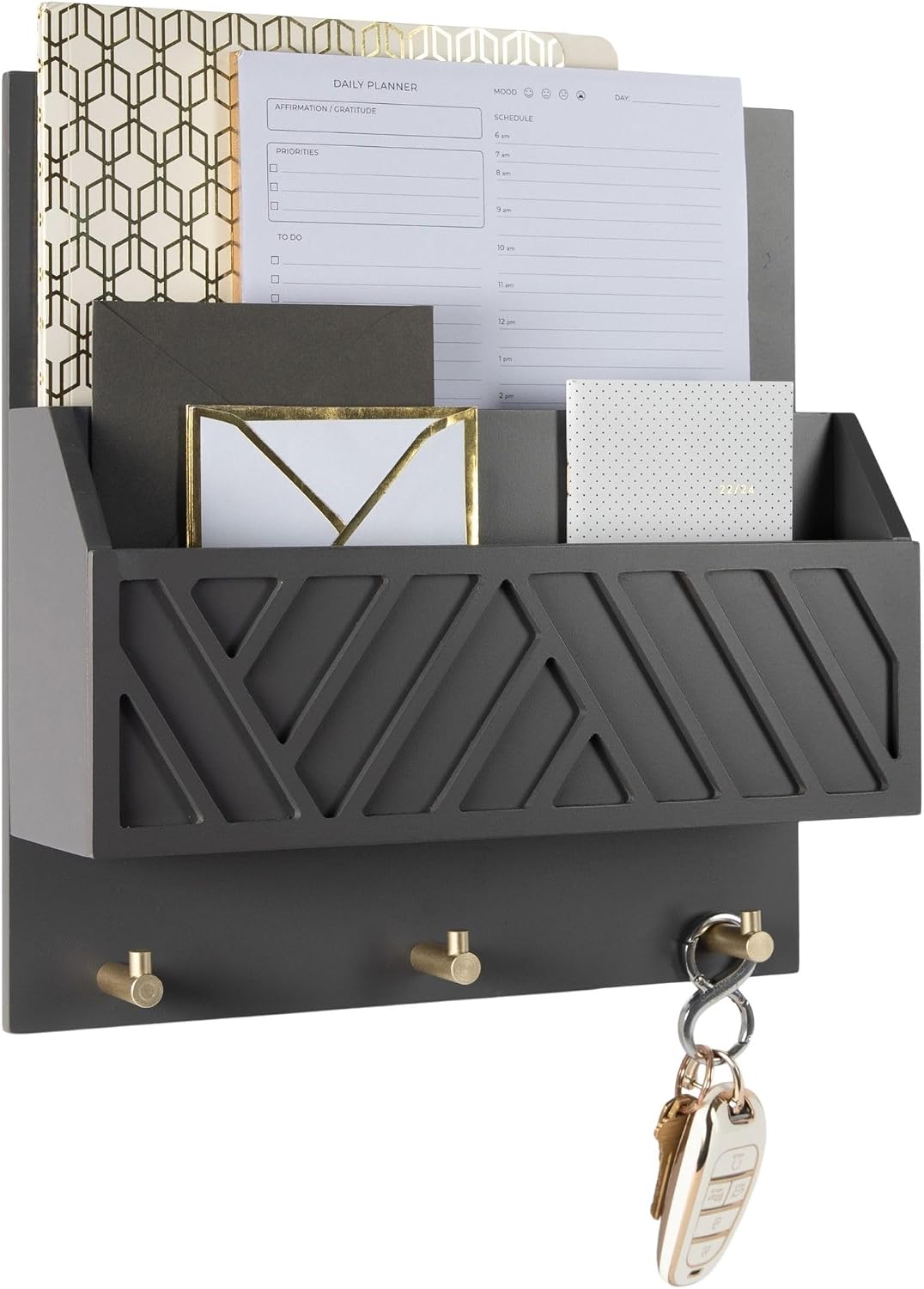 Wooden Wall‑Mounted Mail Key Organizer