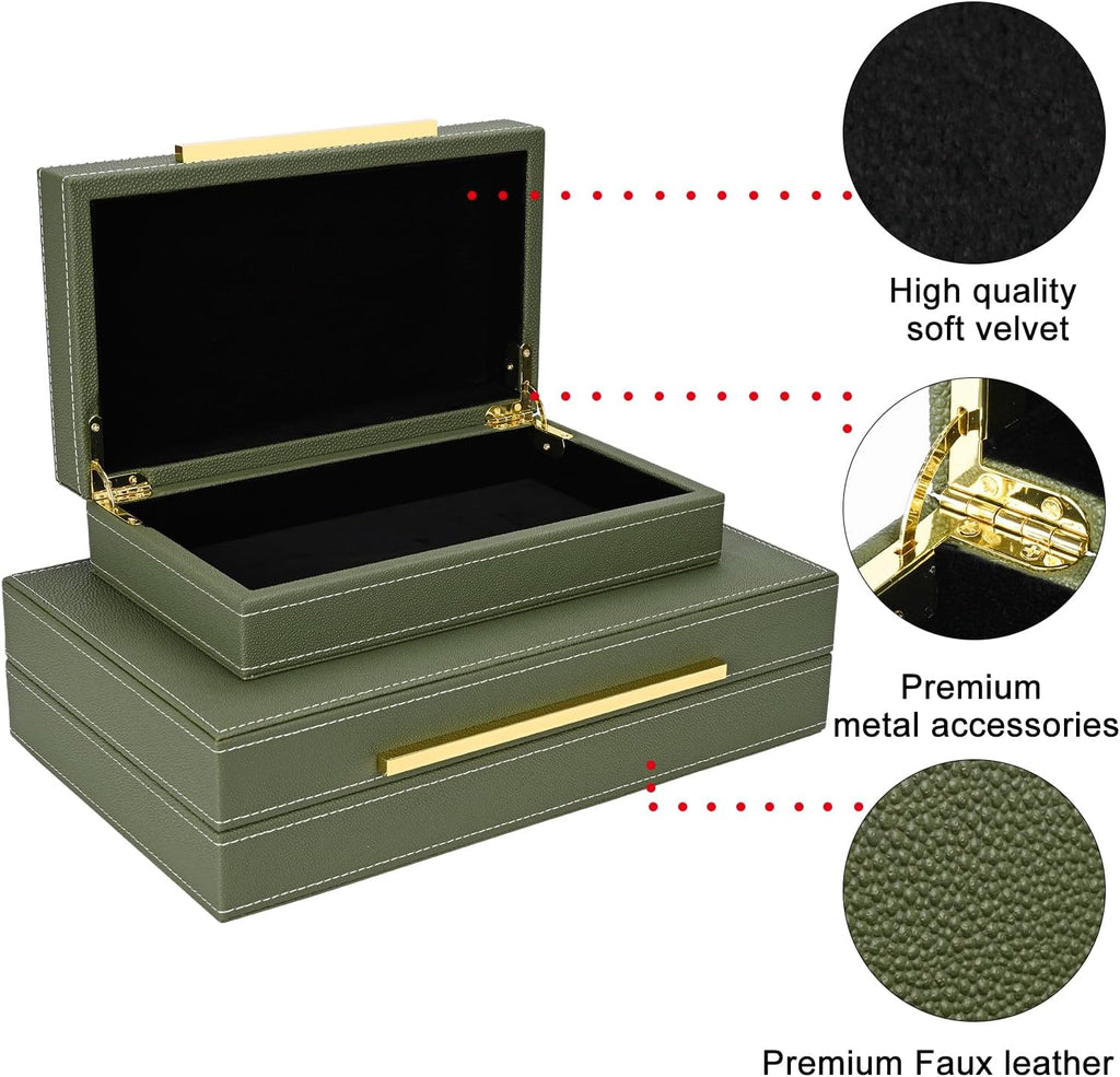 Faux‑Leather Nesting Decorative Storage Boxes