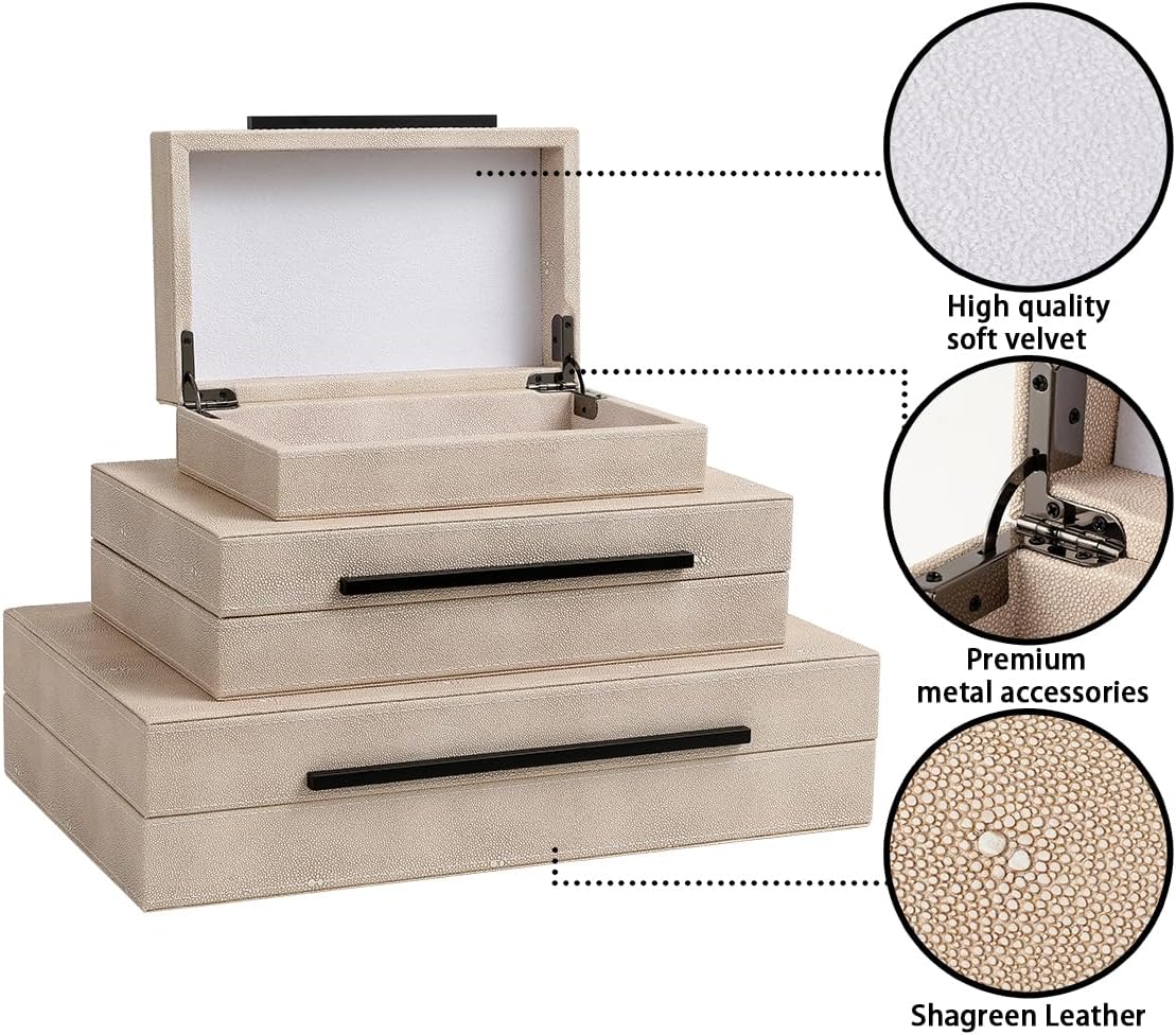 Faux‑Leather Decorative Storage Boxes With Lids