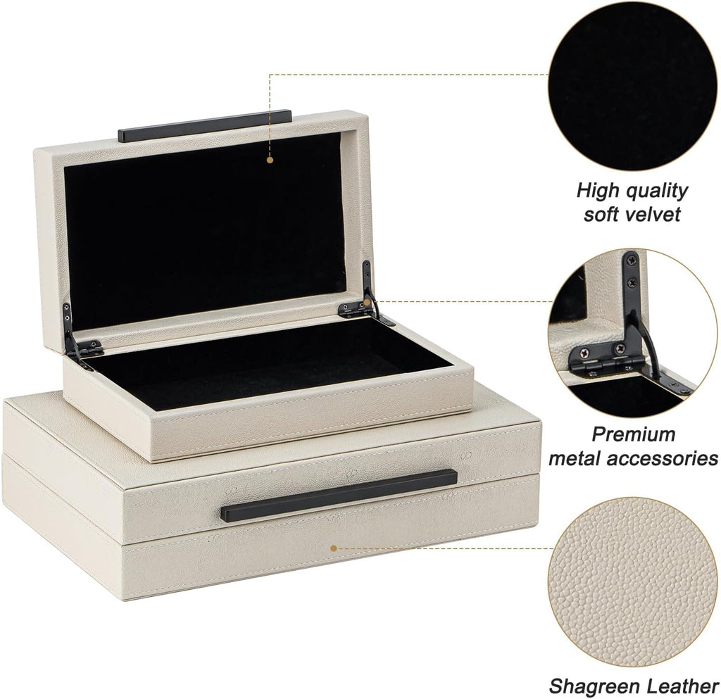 Faux‑Leather Nesting Decorative Storage Boxes
