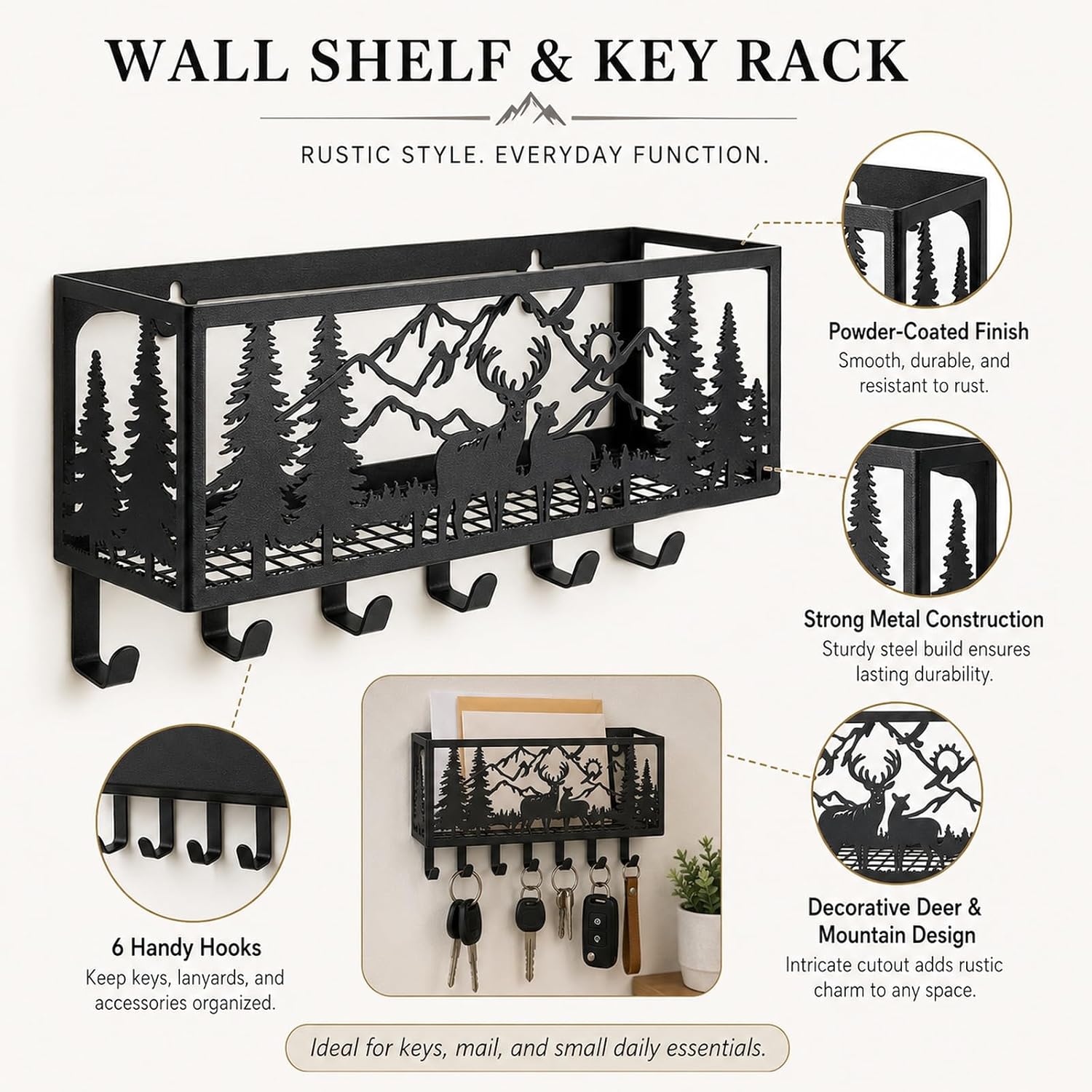 Wall‑Mounted Mail And Key Organizer