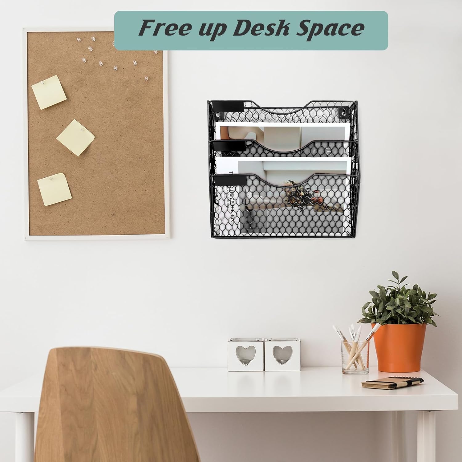 3‑Tier Wall‑Mounted Metal Mail Organizer