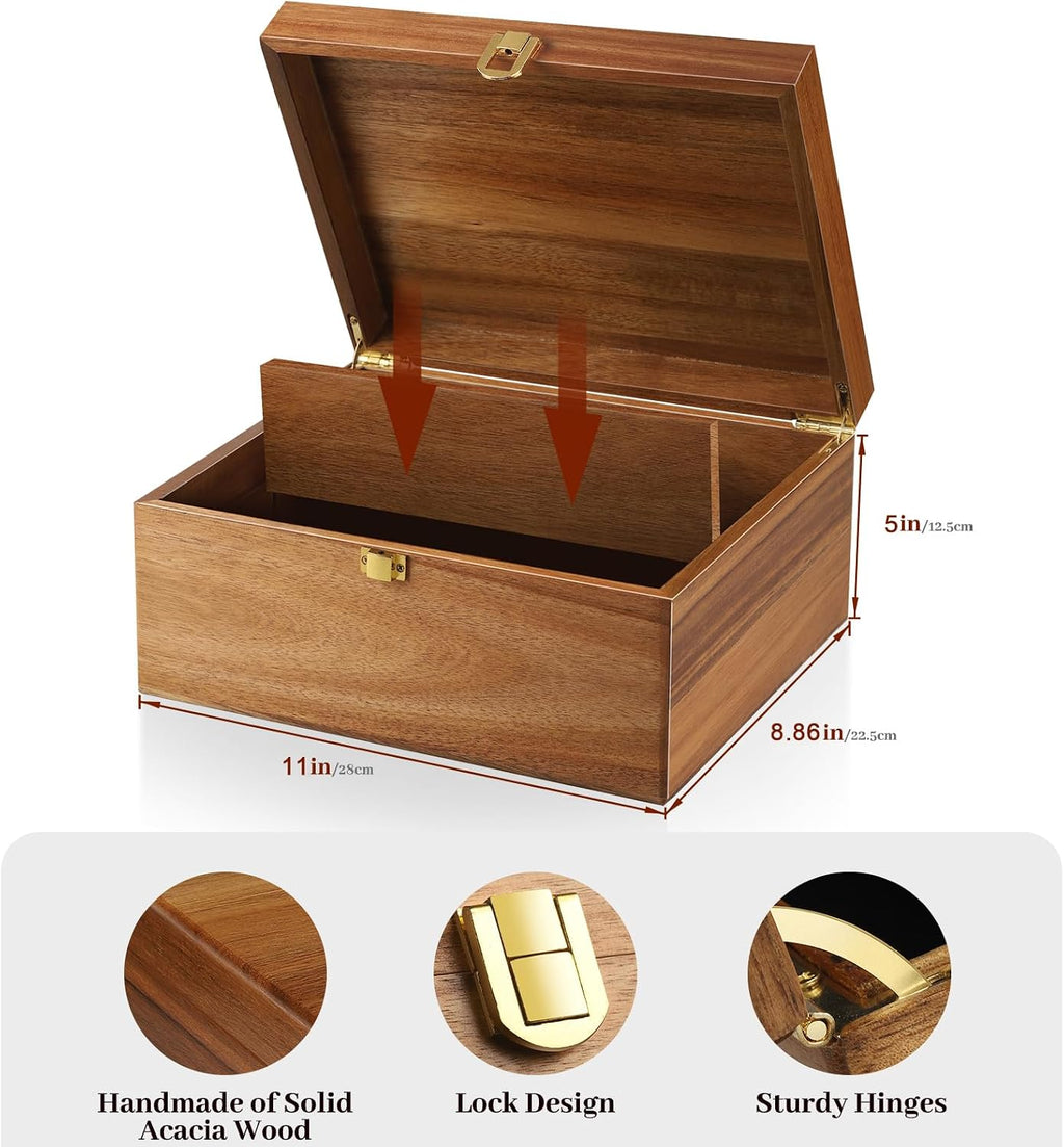Large Acacia Wooden Decorative Keepsake Box