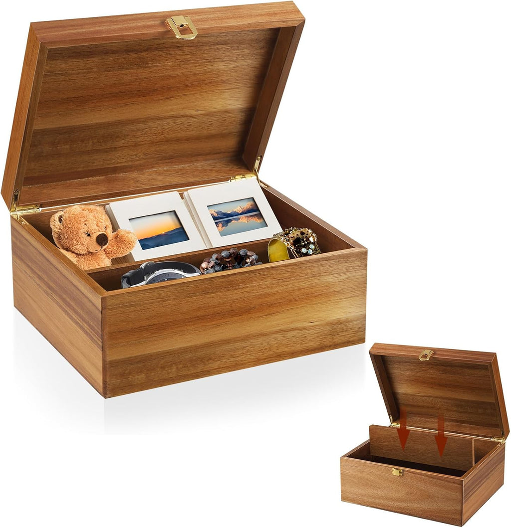 Large Acacia Wooden Decorative Keepsake Box
