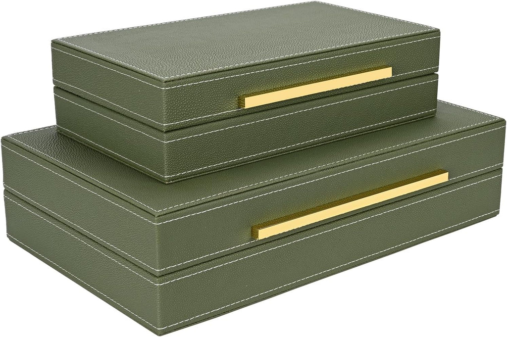 Faux‑Leather Nesting Decorative Storage Boxes
