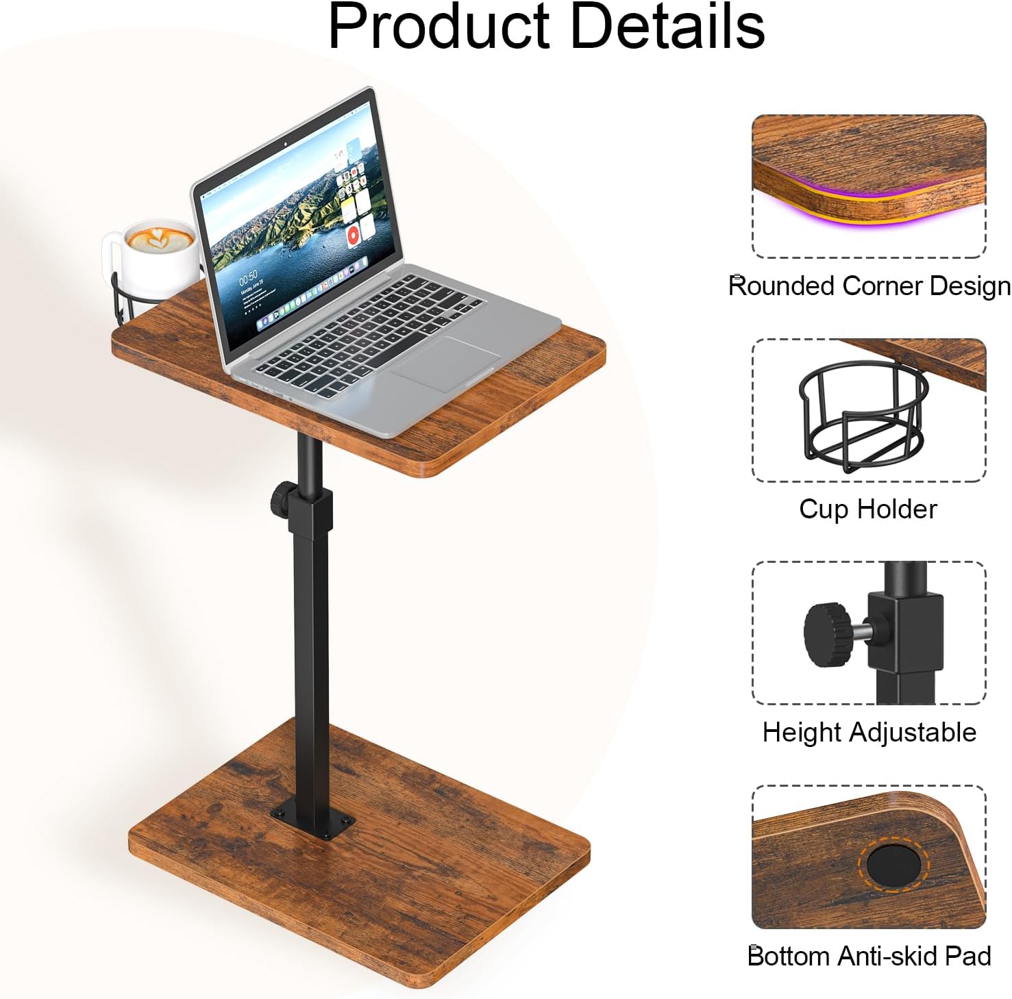 Swivel Adjustable Couch TV Tray Table