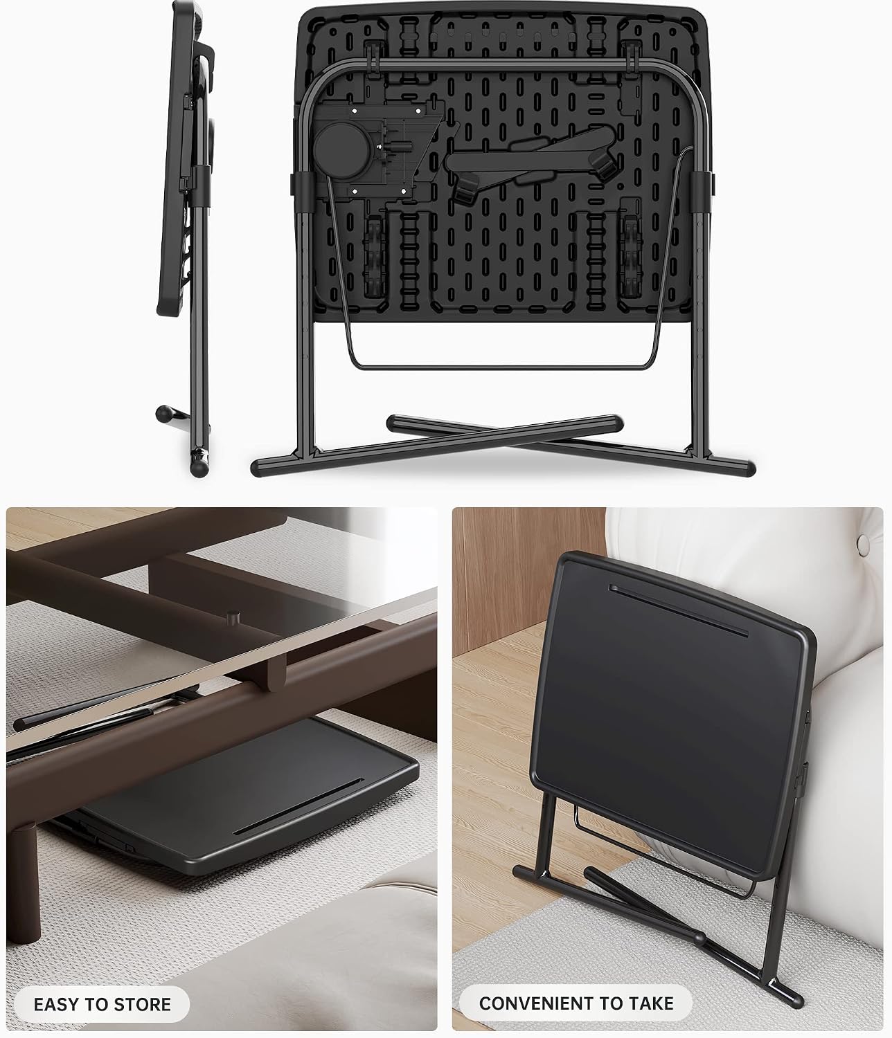 Large Adjustable Folding TV Tray Table