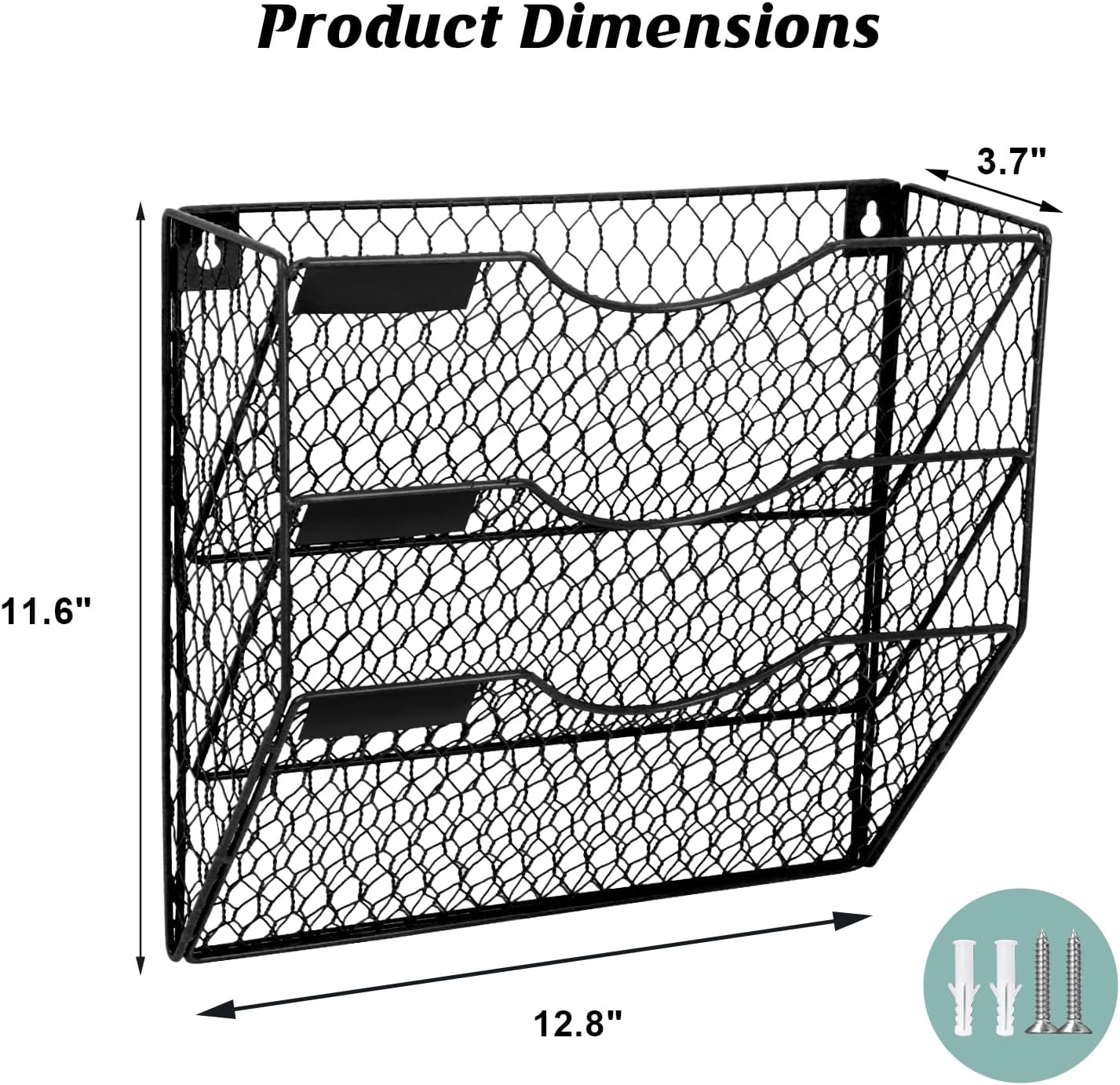 3‑Tier Wall‑Mounted Metal Mail Organizer