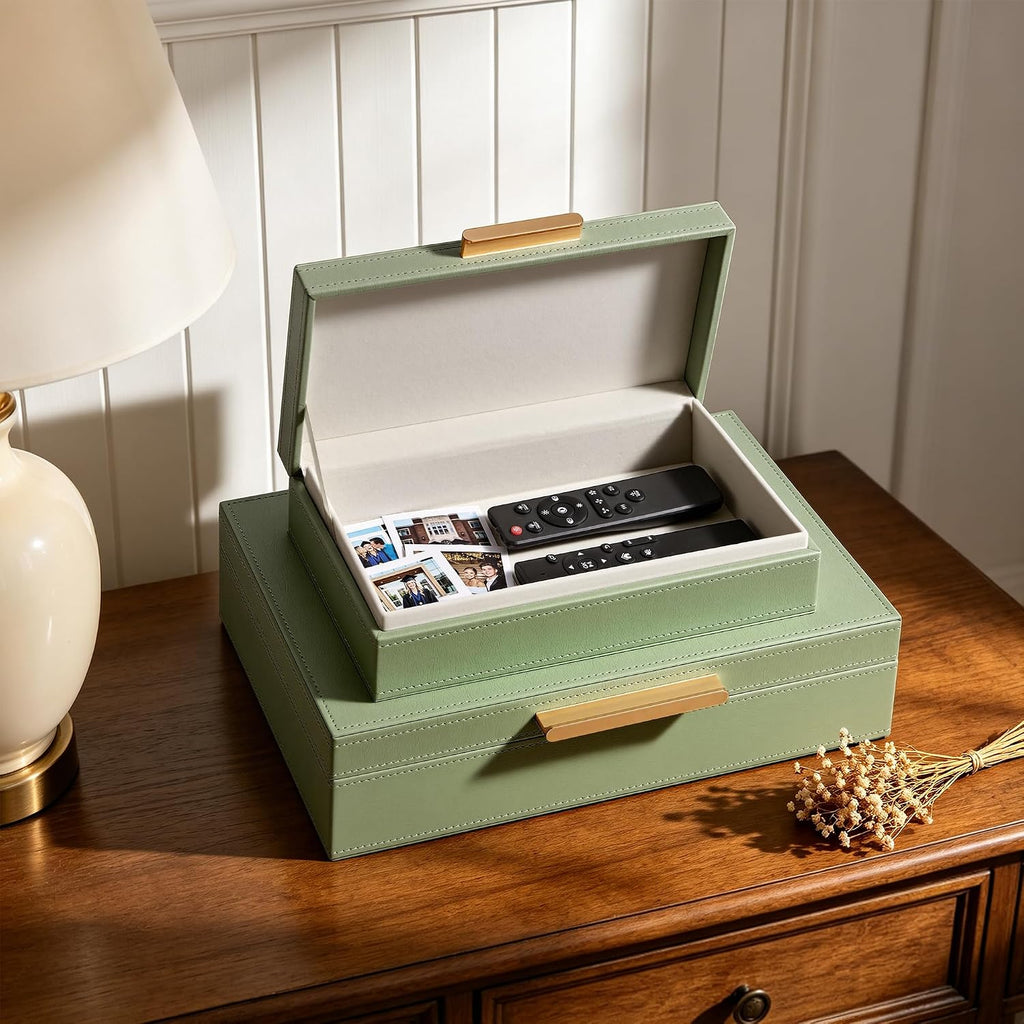 PU‑Leather Decorative Storage Boxes With Lids