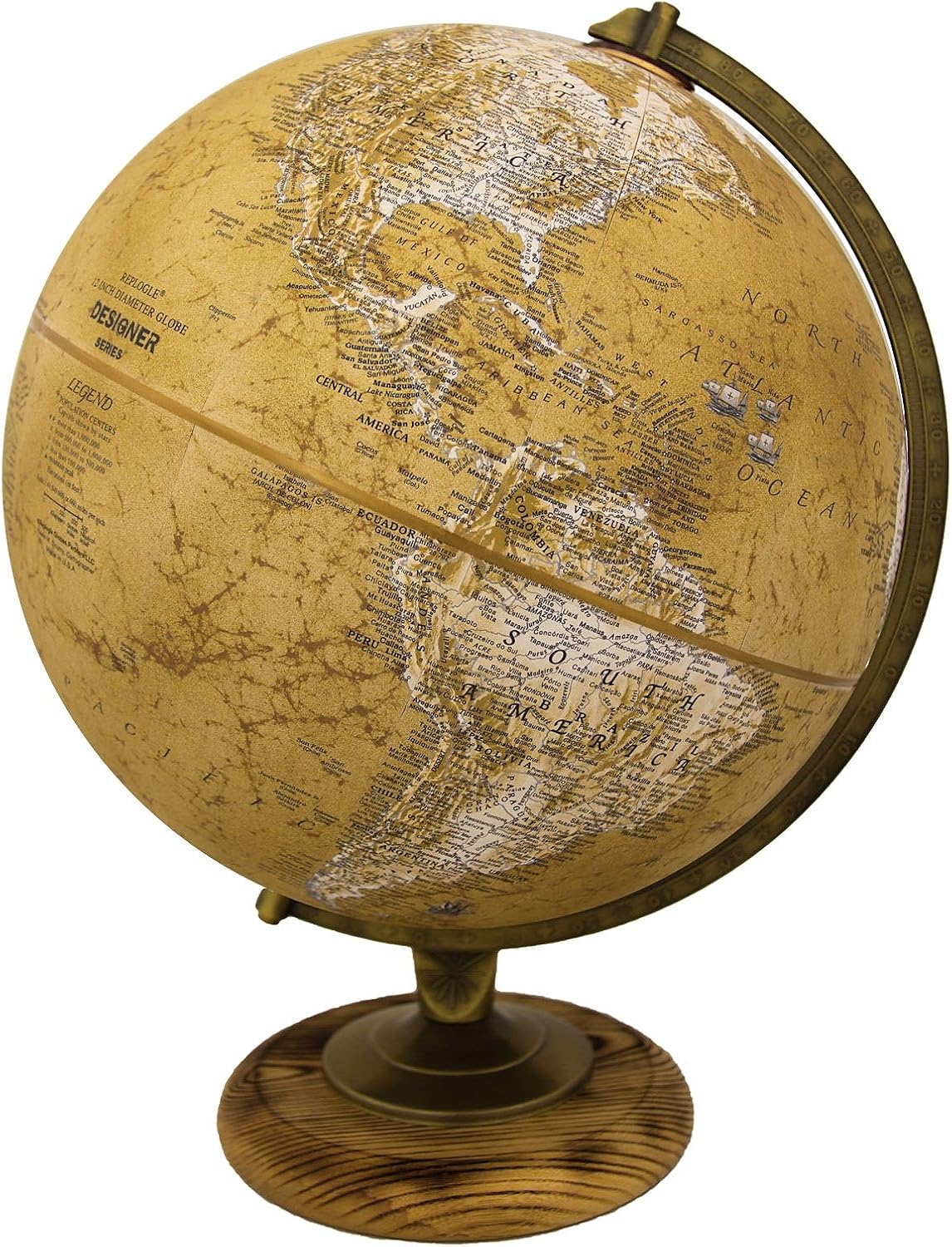 Old‑World Raised‑Relief Desktop World Globe