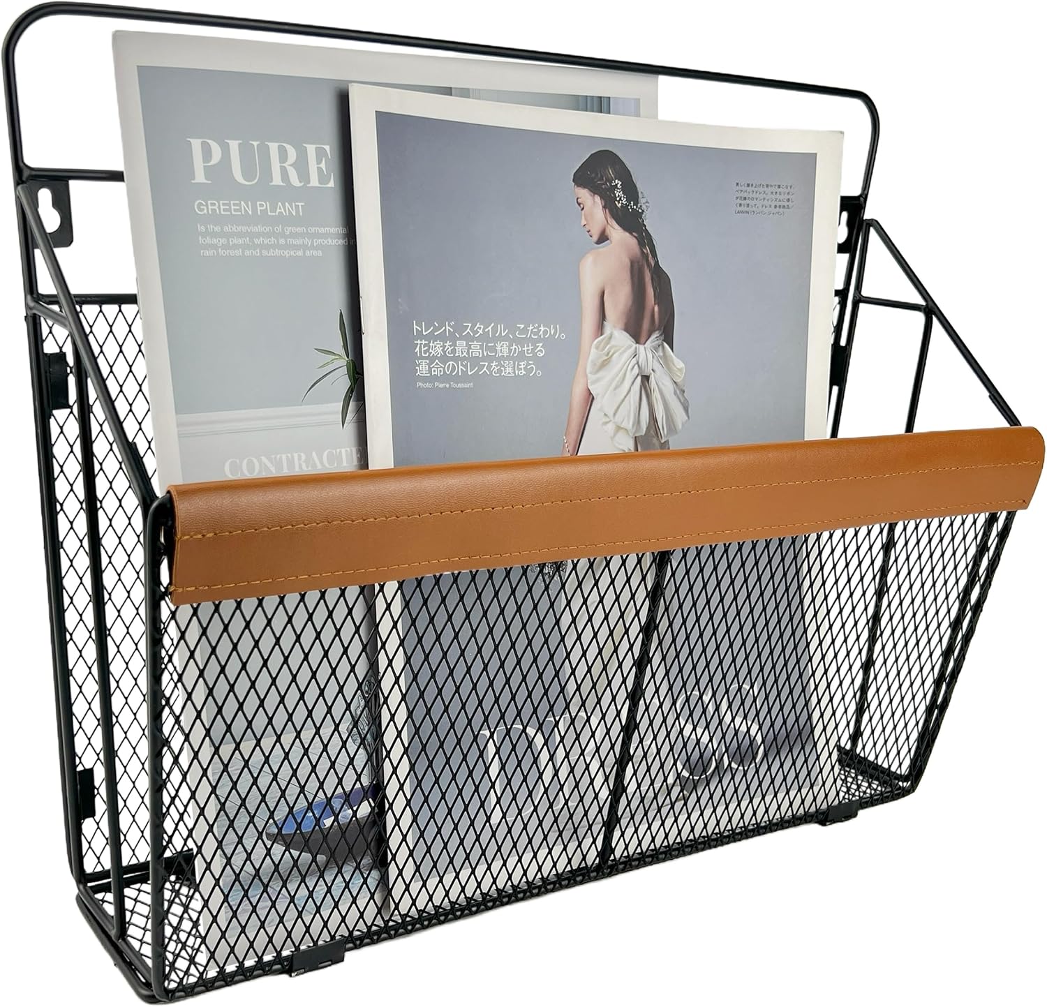 Wall‑Mounted Leather‑Accented File Organizer