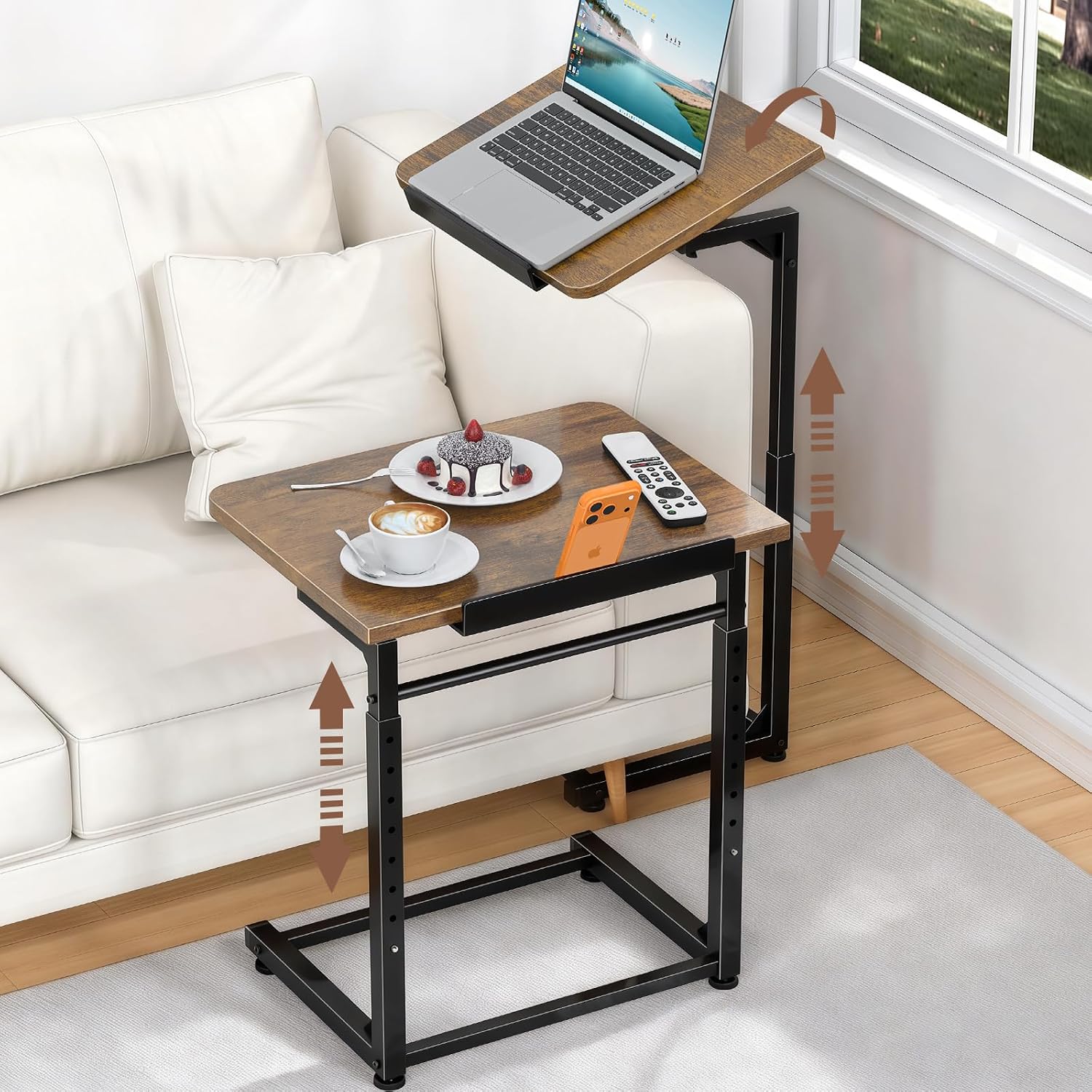 Adjustable Foldable Couch Side Tray Tables Set