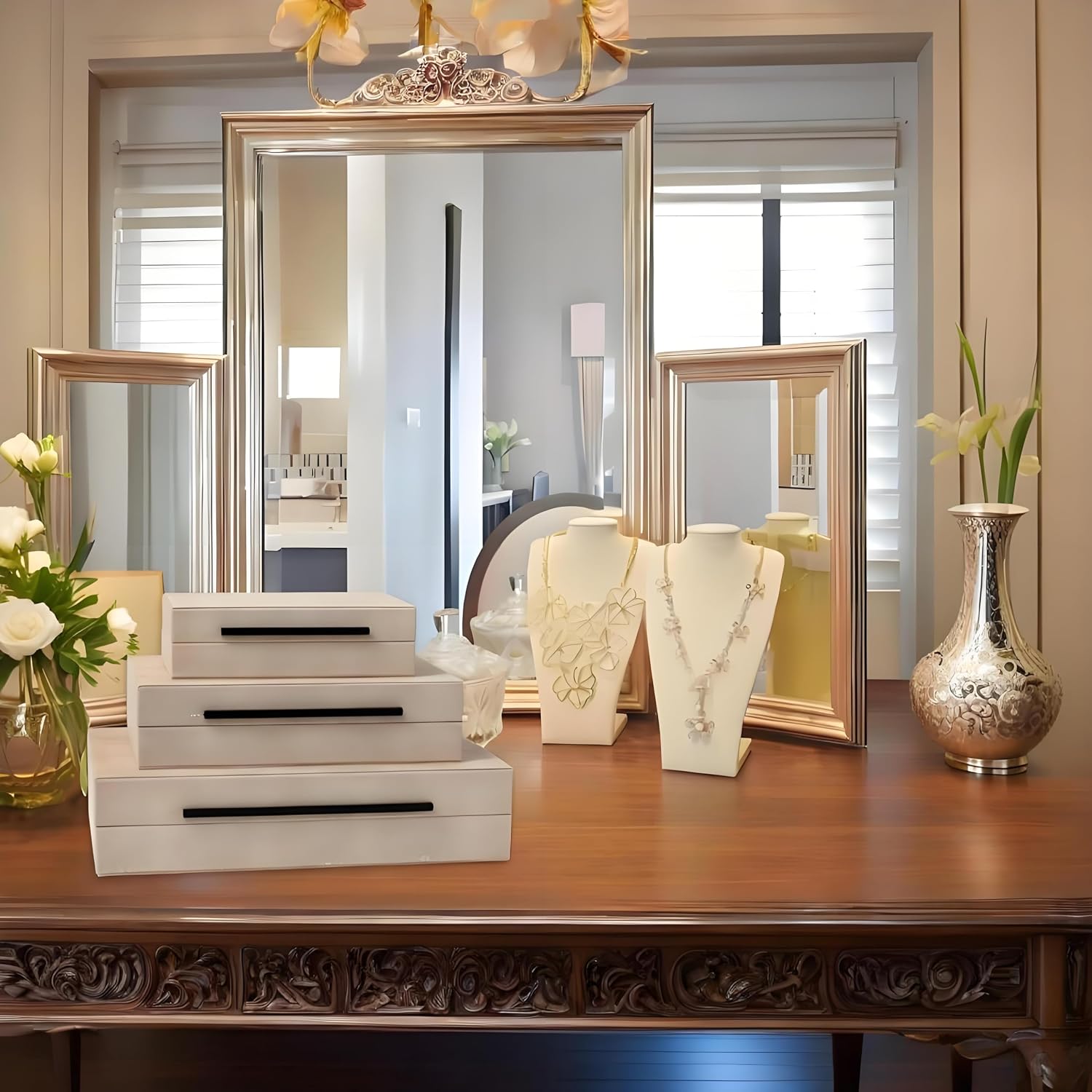 Faux‑Leather Decorative Storage Boxes With Lids