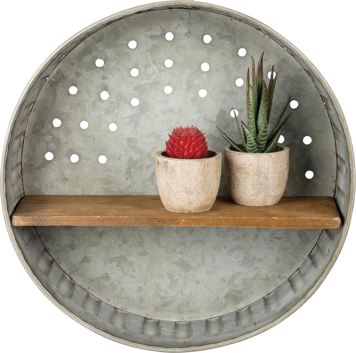Wood‑Metal Distressed Wall Storage Shelf