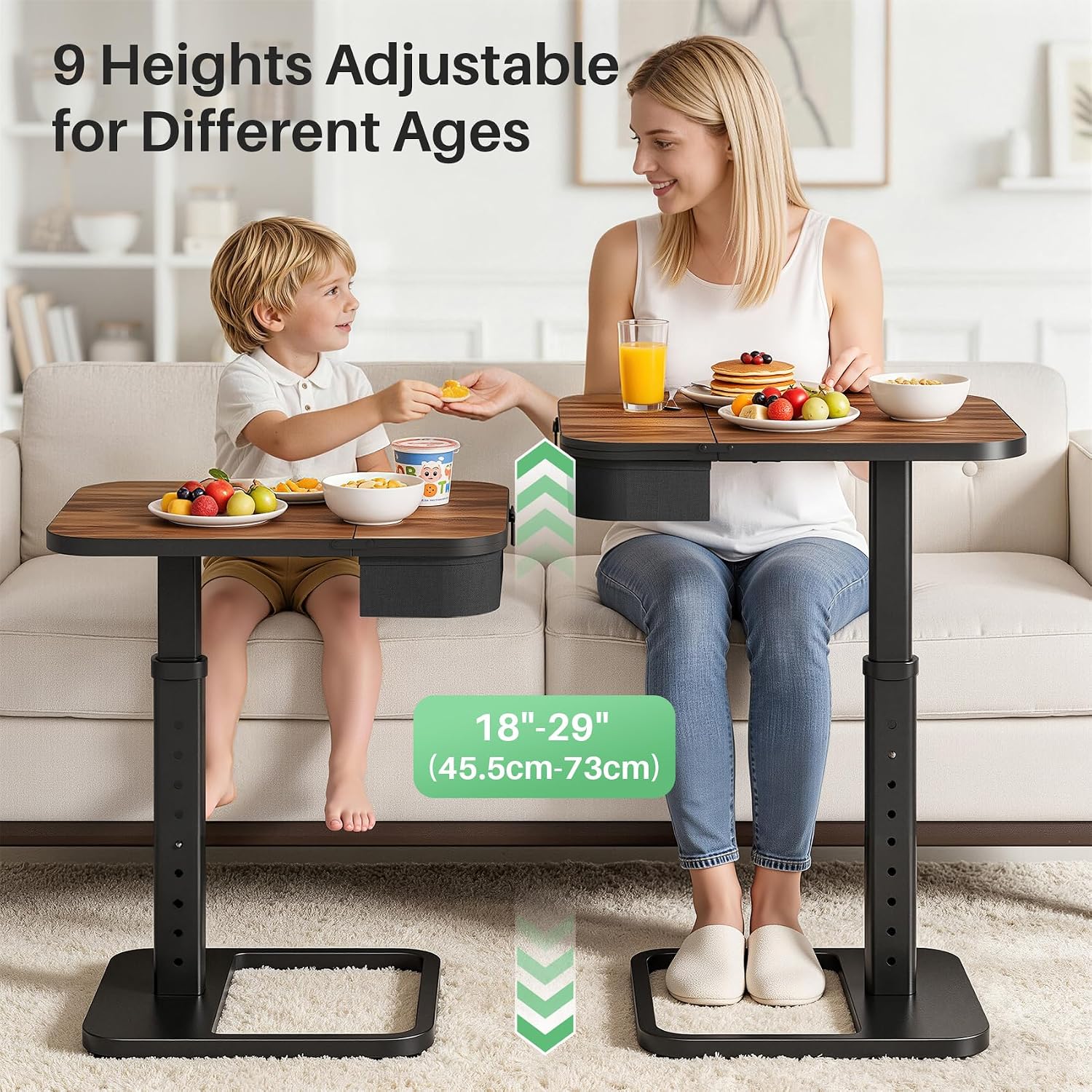 Adjustable Large Flip‑Top TV Tray Table