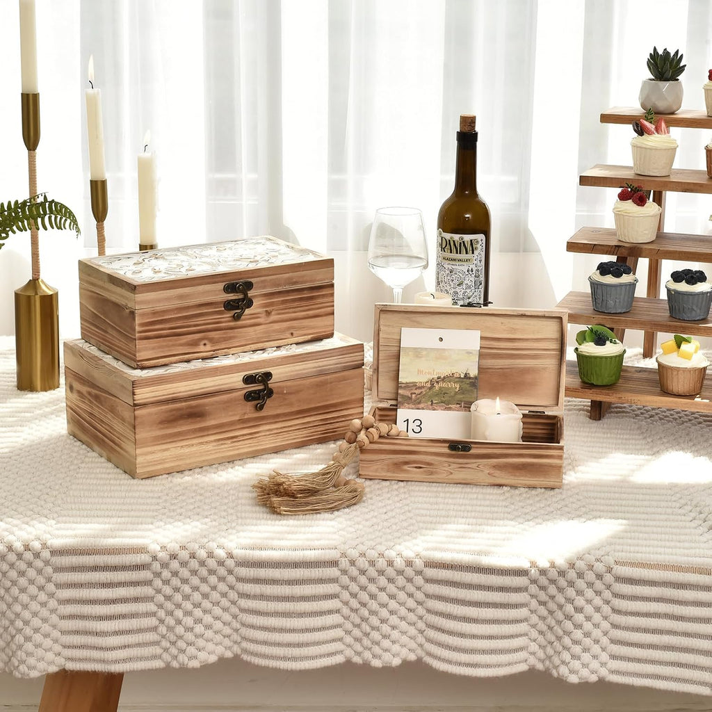 Wooden Decorative Keepsake Storage Boxes Set