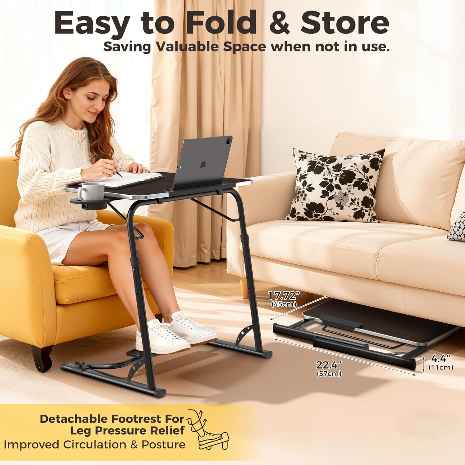 Sturdy Folding Couch TV Tray Table