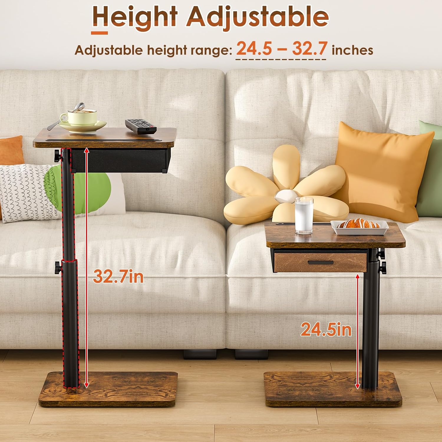 Swivel Adjustable Couch TV Tray Table