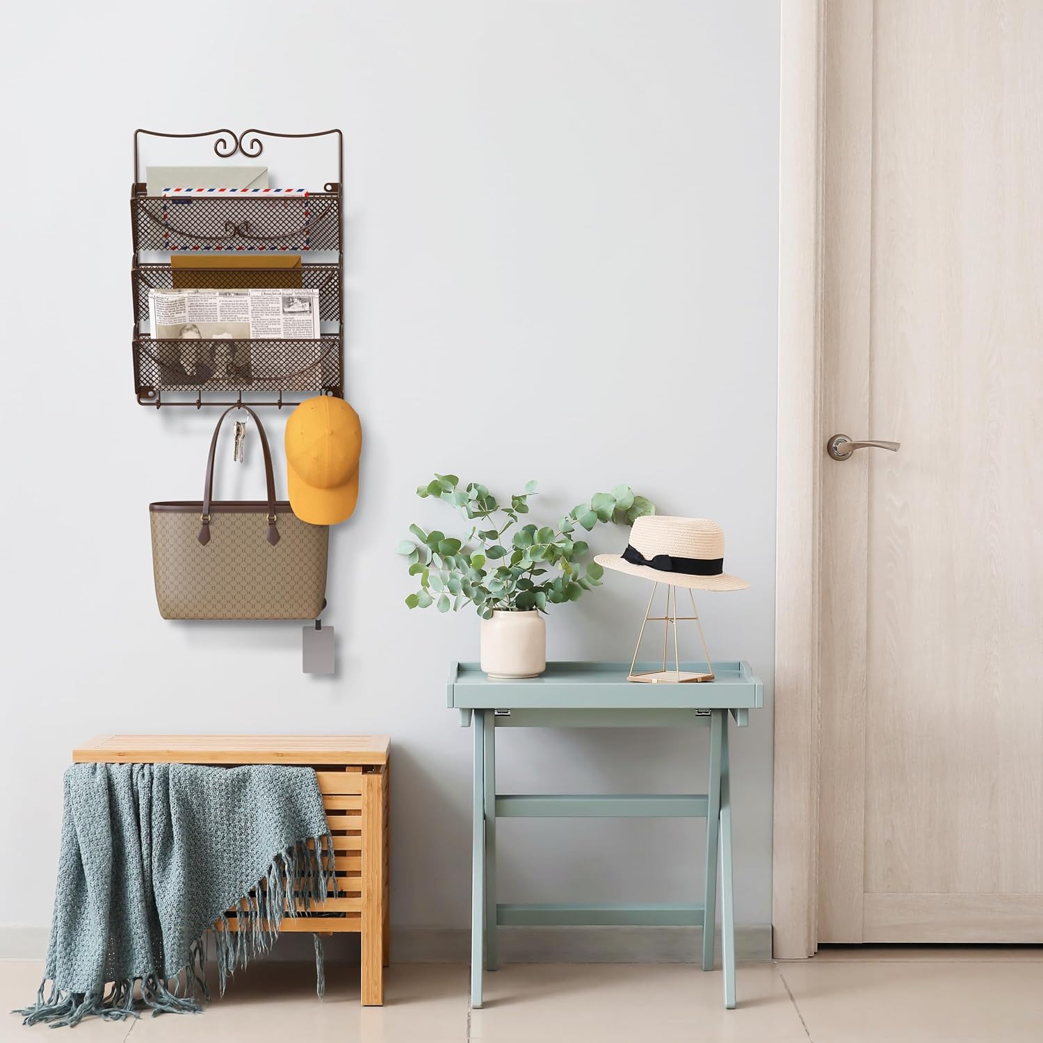 3‑Tier Bronze Wall Mail Key Organizer