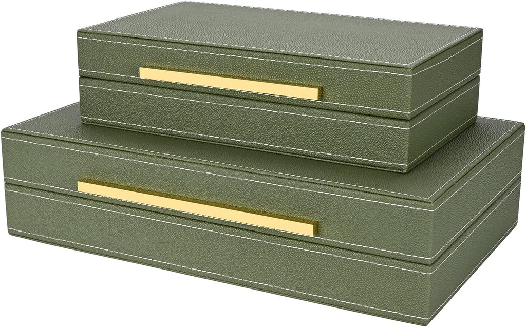 Faux‑Leather Nesting Decorative Storage Boxes