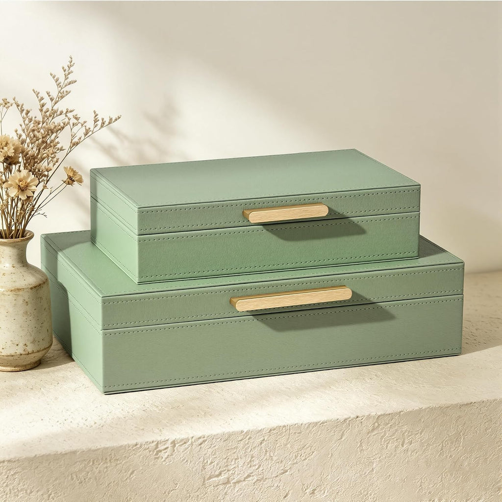 PU‑Leather Decorative Storage Boxes With Lids