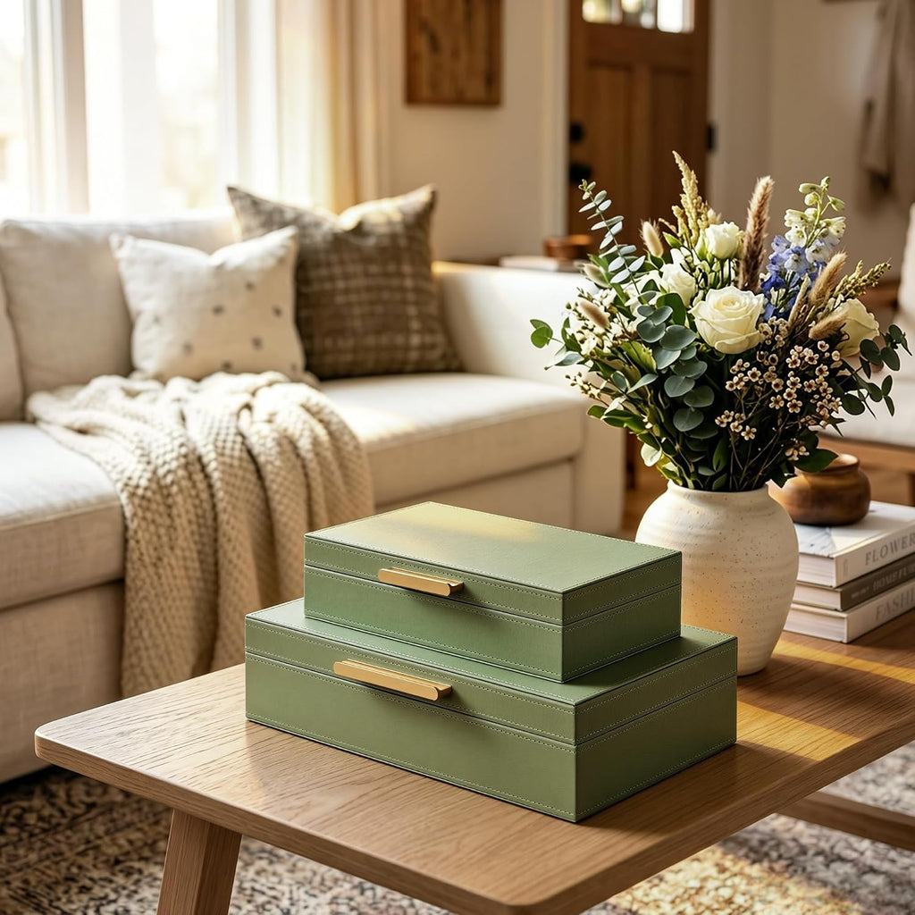 PU‑Leather Decorative Storage Boxes With Lids