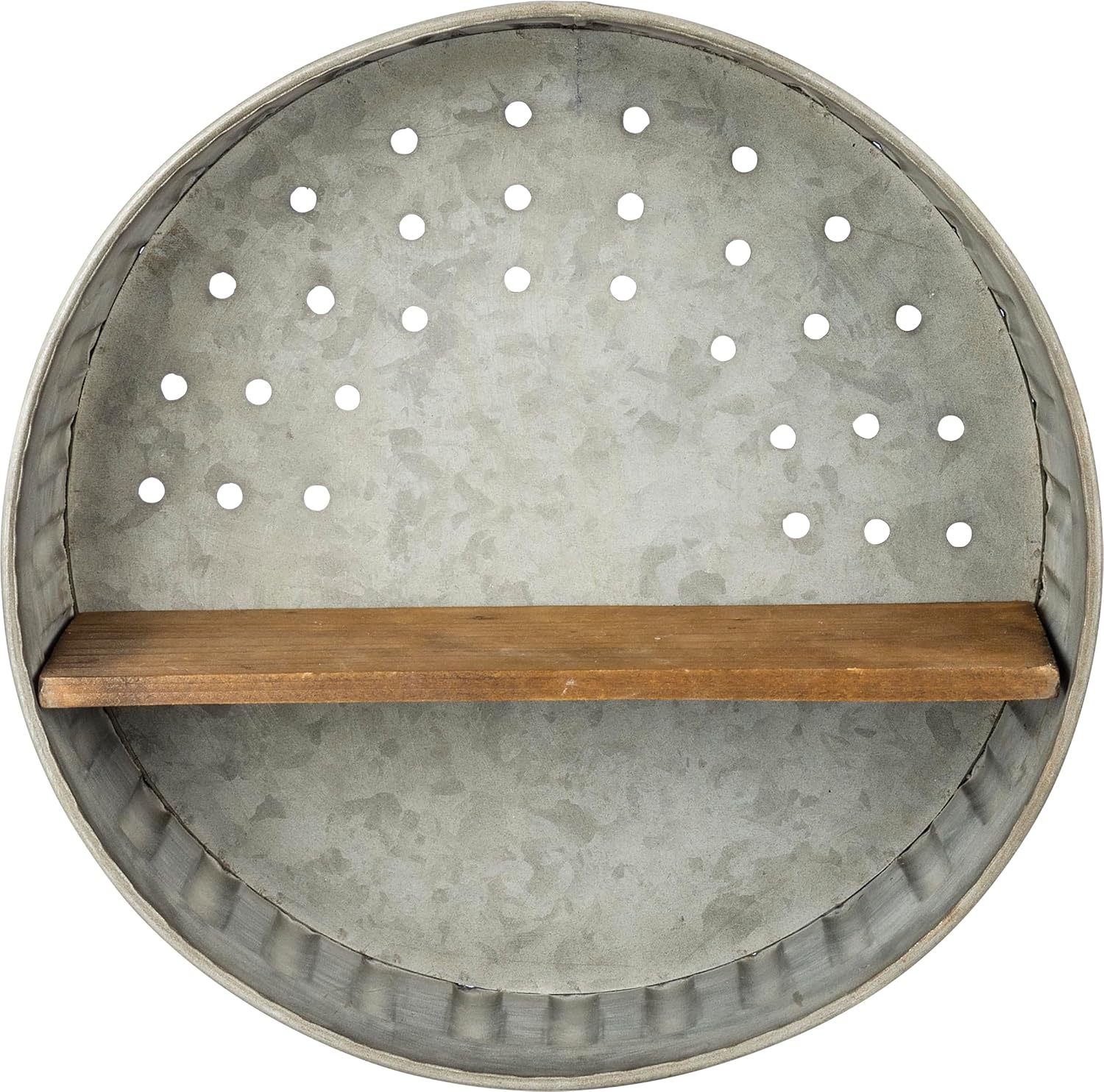 Wood‑Metal Distressed Wall Storage Shelf