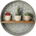 Wood‑Metal Distressed Wall Storage Shelf