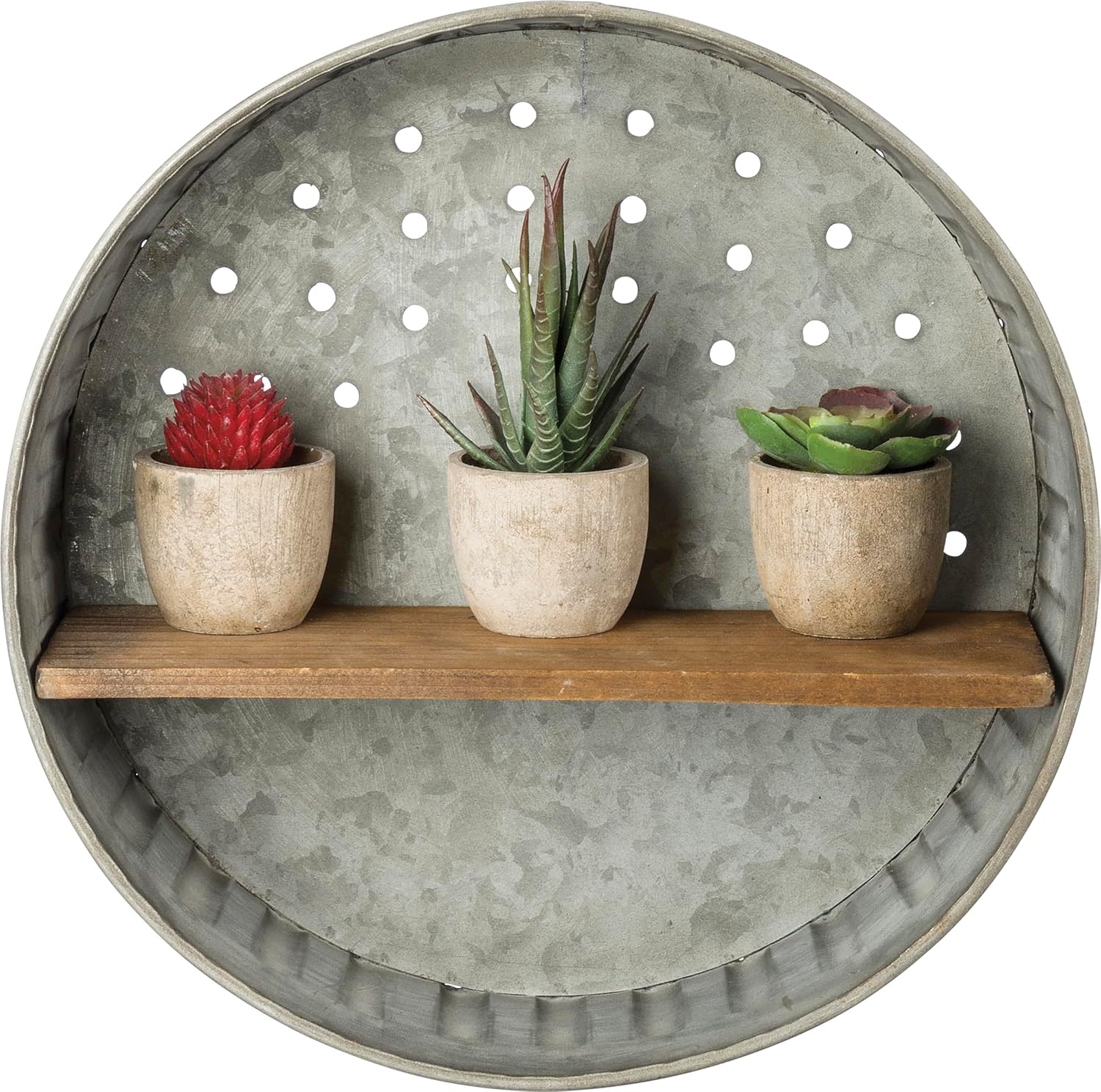 Wood‑Metal Distressed Wall Storage Shelf