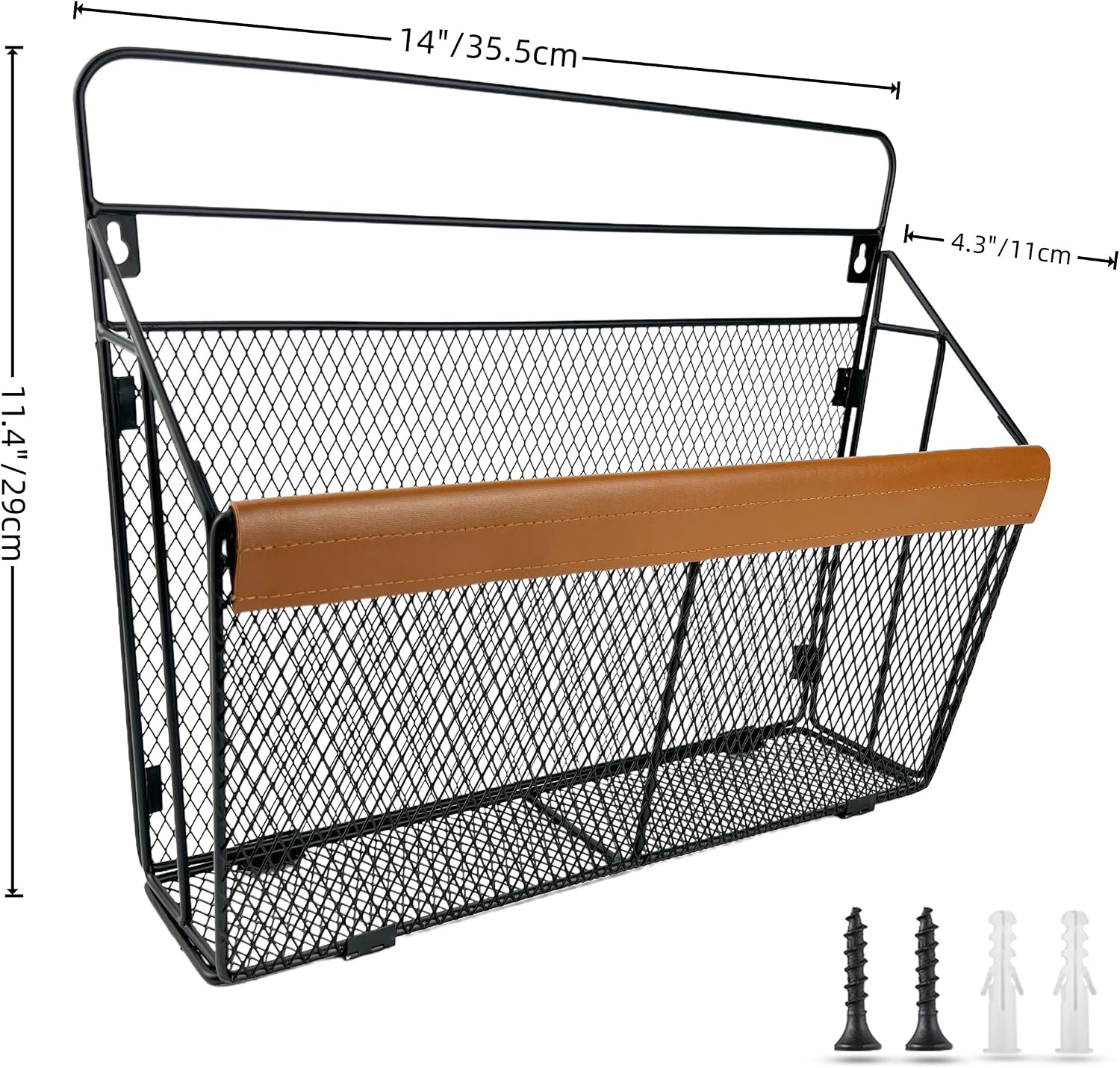 Wall‑Mounted Leather‑Accented File Organizer