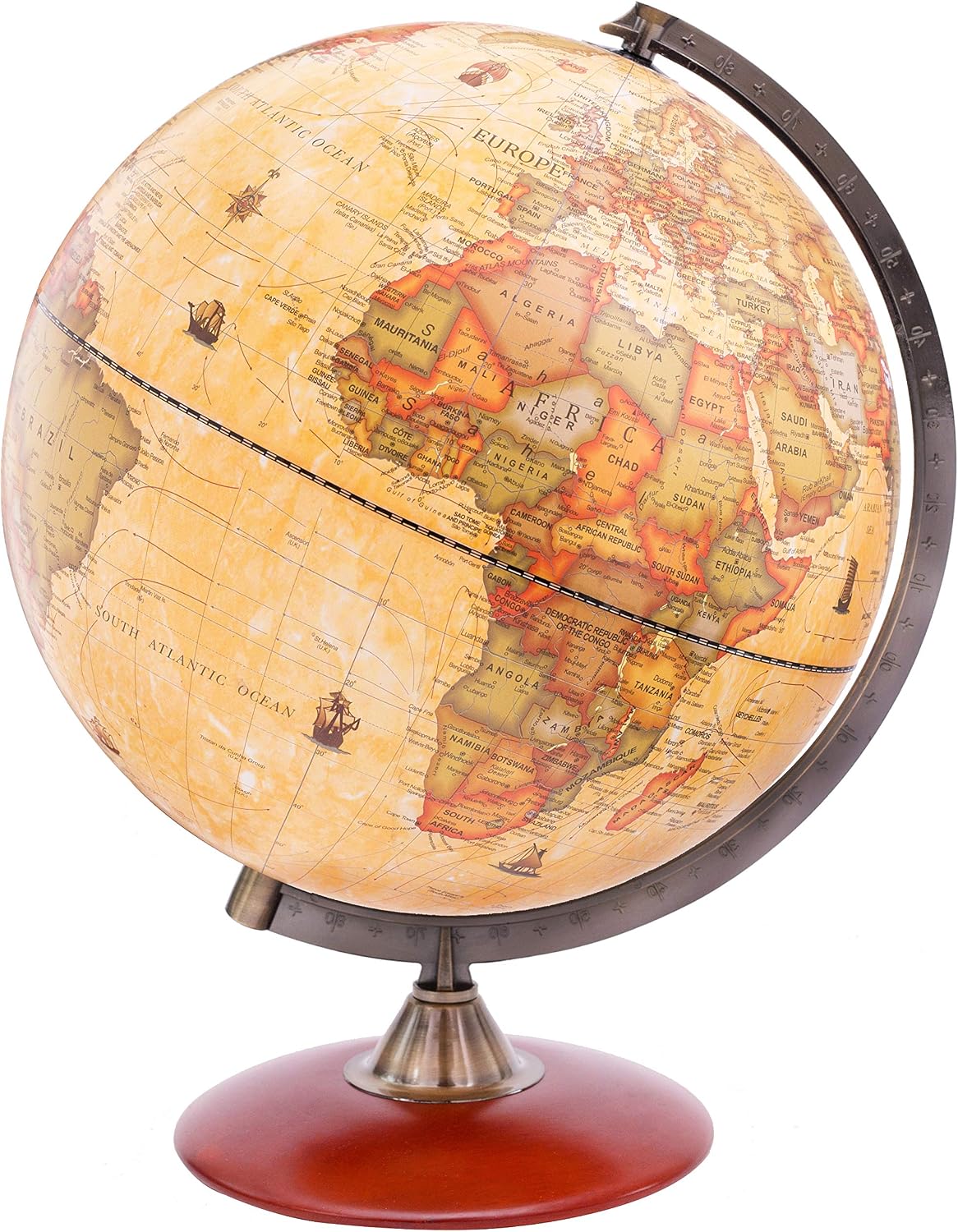 12‑Inch Rotating Antique World Globe