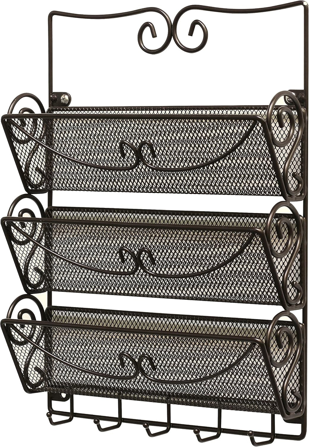 3‑Tier Bronze Wall Mail Key Organizer